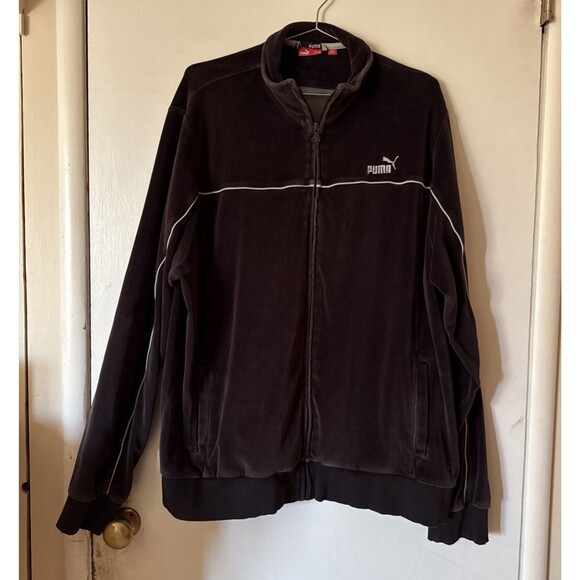 Vtg Puma Velour Full Zip Track Jacket Brown | Mens XL - Picture 2 of 16